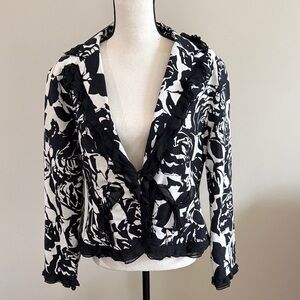 Anne Carson Black and White Floral Blazer Size XL  NWT